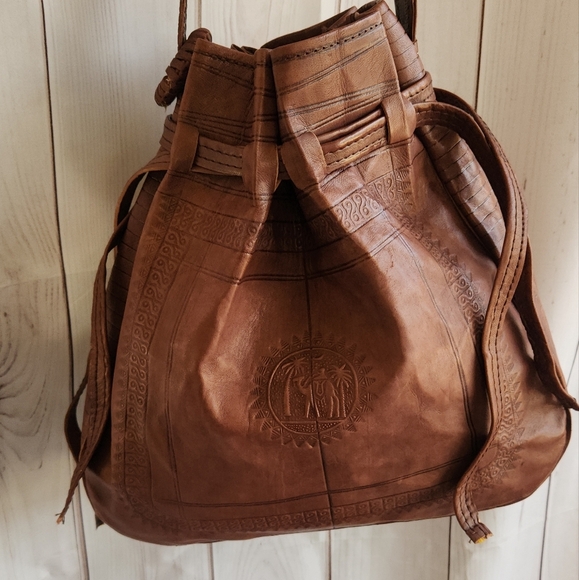 Moroccan leather bag engraved handmade leather bag, - Picture 3 of 10